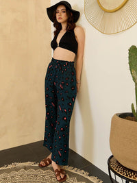 Berrylush Women Floral Printed High-Rise Parallel Trouser