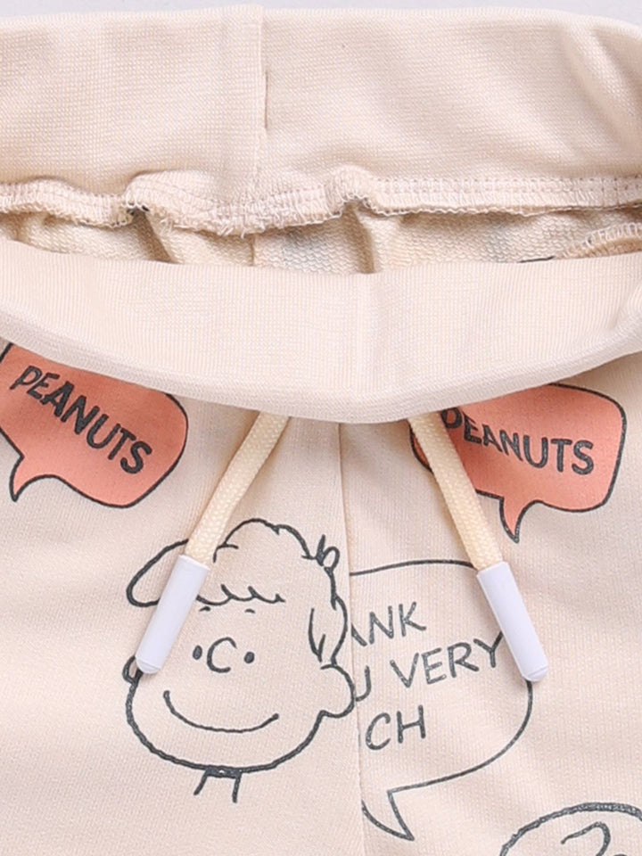 Happy Faces Girls Peanuts Printed Pure Cotton T-shirt with Shorts