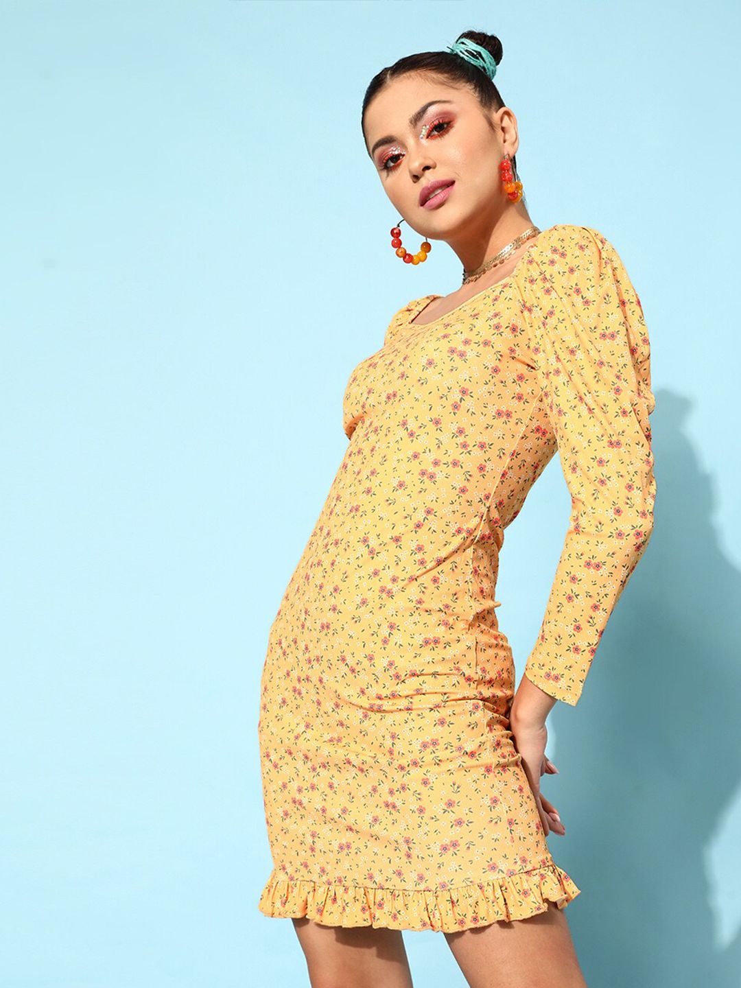 STREET 9 Women Yellow Floral Dress