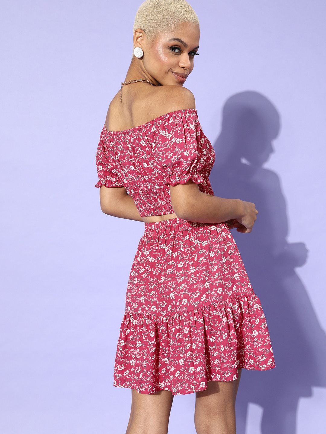 Berrylush Women Pretty Pink Floral Co-ords Dress