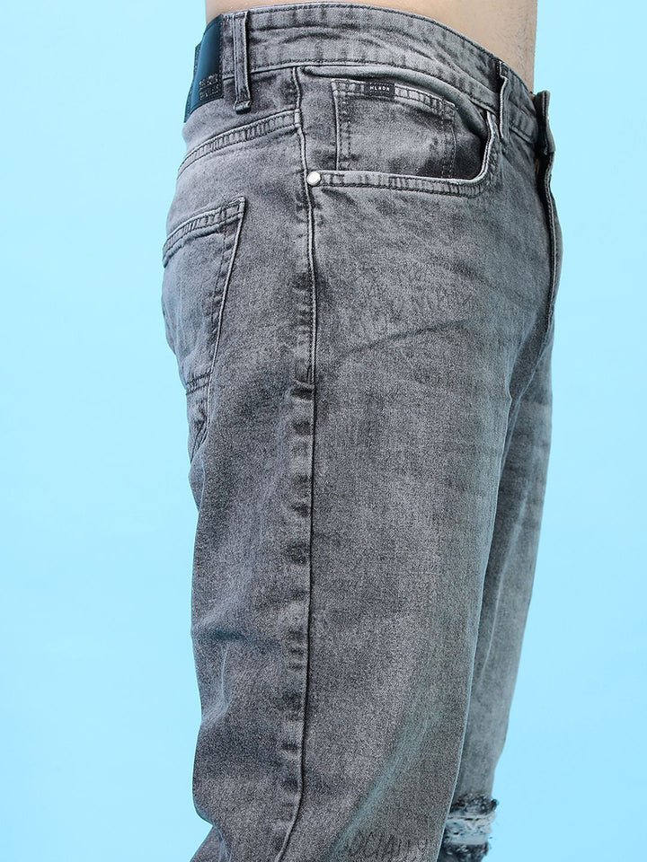 HIGHLANDER Men Grey Slim Fit Mid-Rise Highly Distressed Stretchable Jeans
