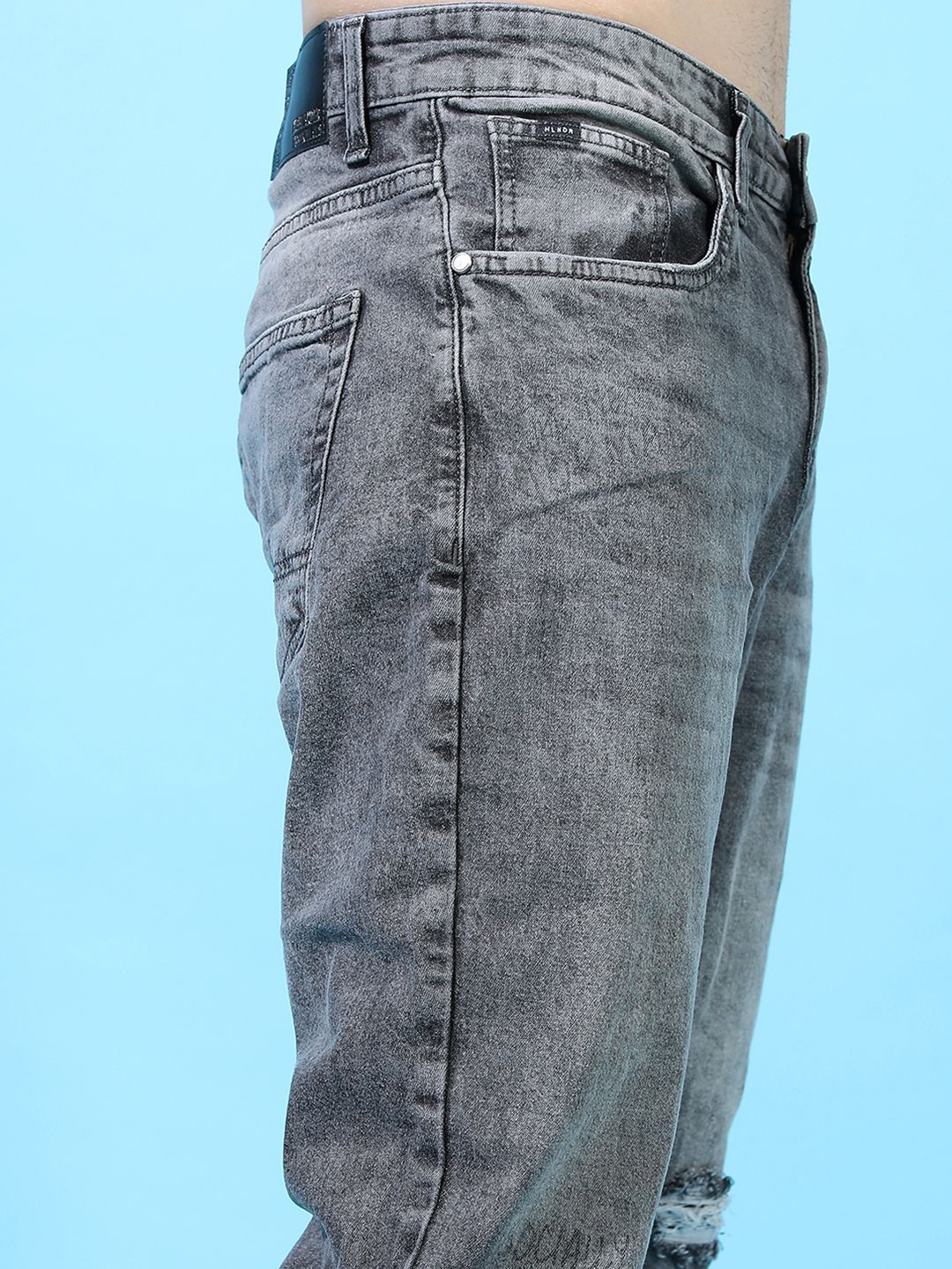 HIGHLANDER Men Grey Slim Fit Mid-Rise Highly Distressed Stretchable Jeans