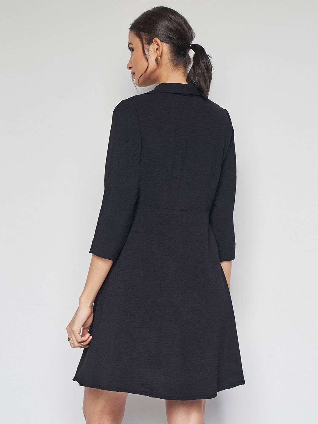 AND Lapel Collar Fit & Flare Dress
