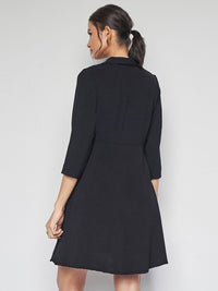 AND Lapel Collar Fit & Flare Dress