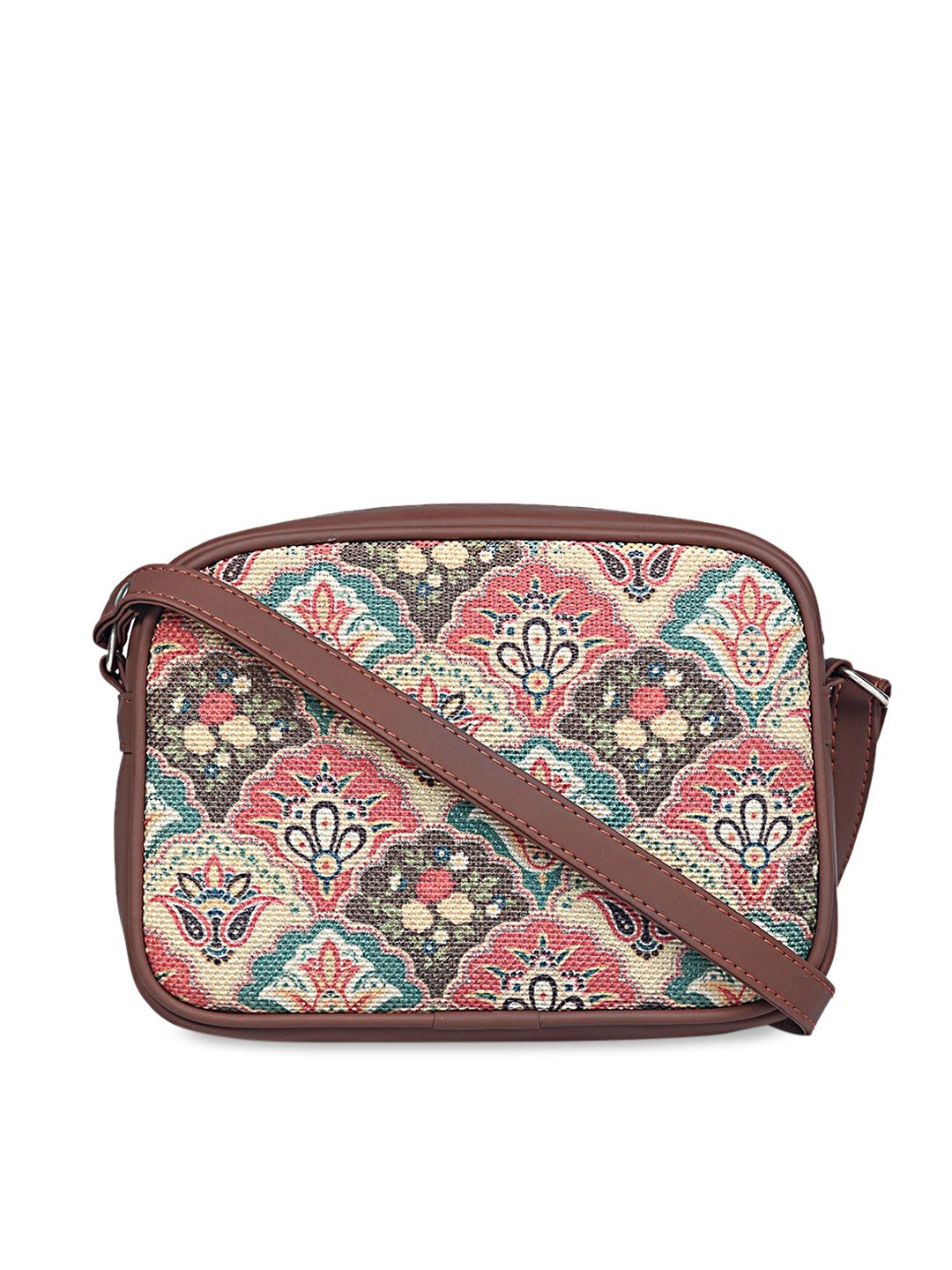 ZOUK Women Multicoloured Ethnic Motifs Structured Sling Bag