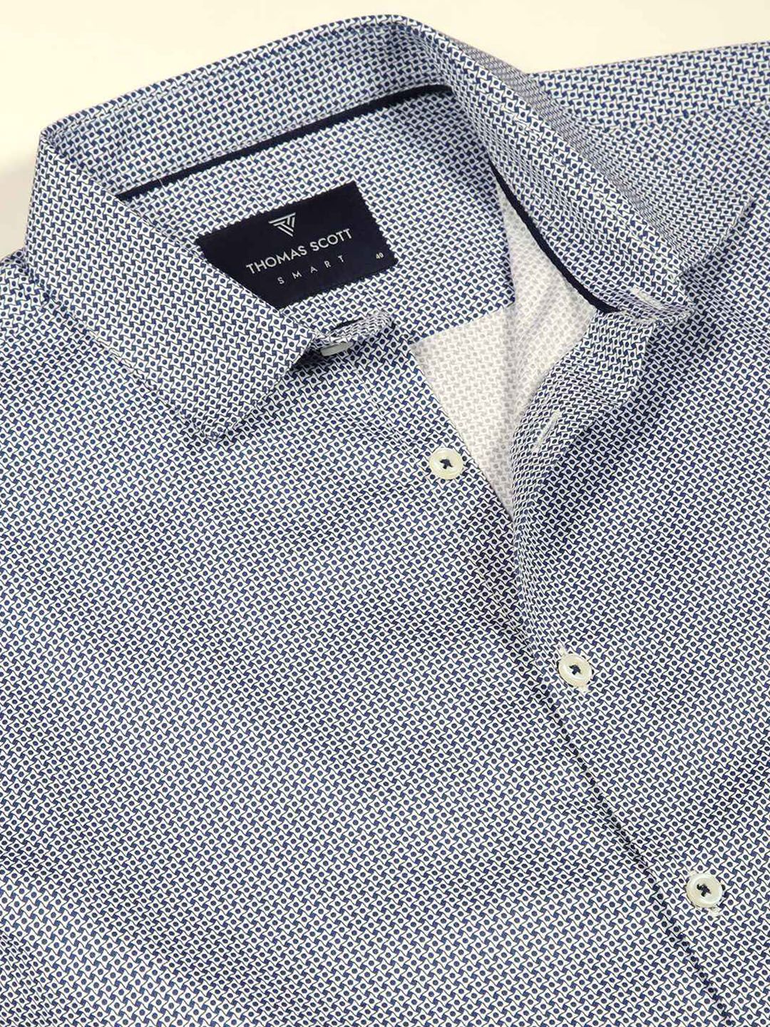 Thomas Scott Premium Slim Fit Micro Ditsy Printed Cotton Formal Shirt