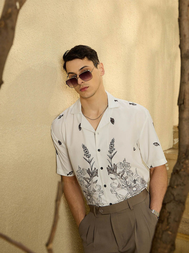 DENNISON Men Placement Printed Drop Shoulder Oversized Shirt