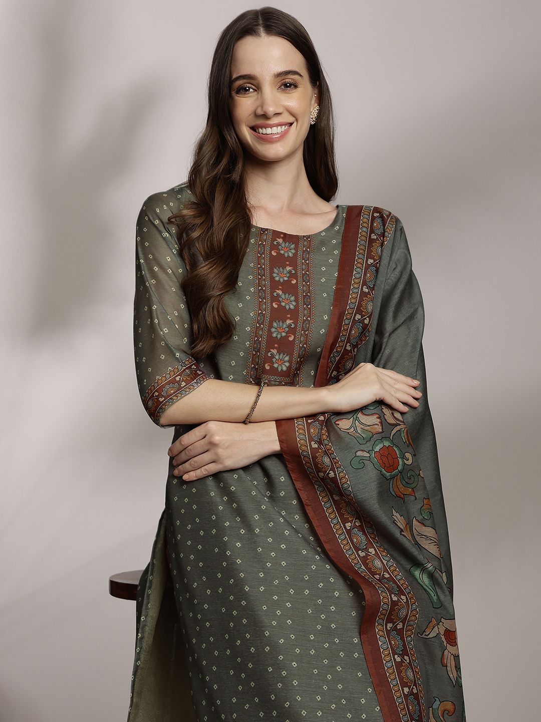 Anouk Women Ethnic Motifs Printed Kurta with Trousers & Dupatta