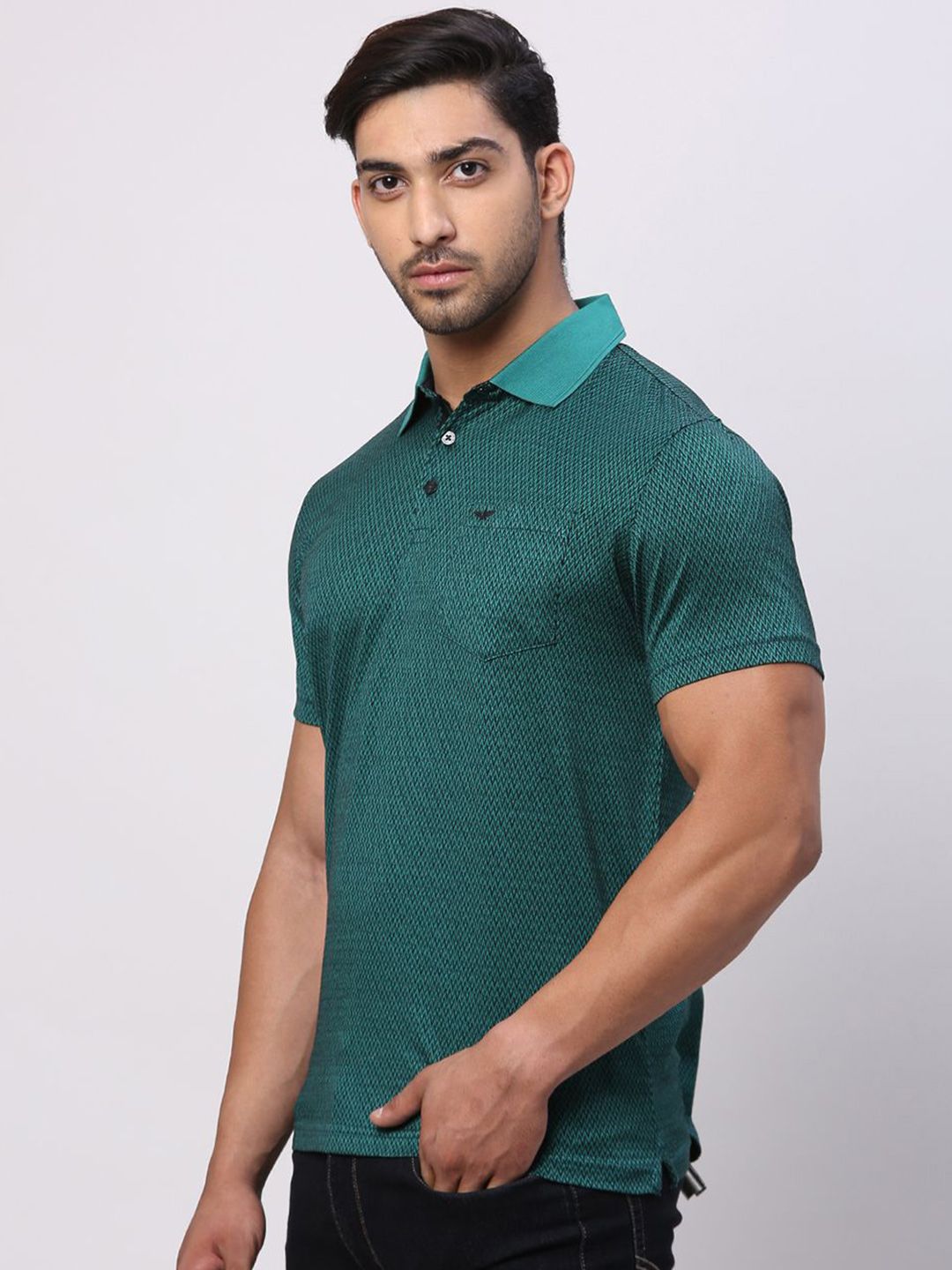 Park Avenue Men Polo Collar Pockets Slim Fit T-shirt