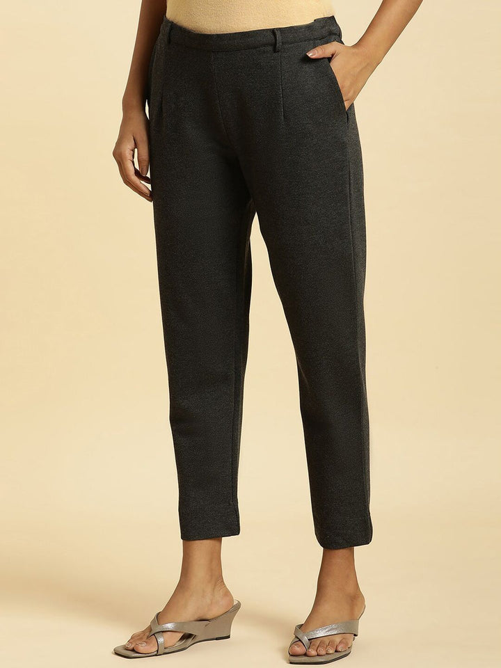 W Women Slim Fit Mid-Rise Cropped Trousers