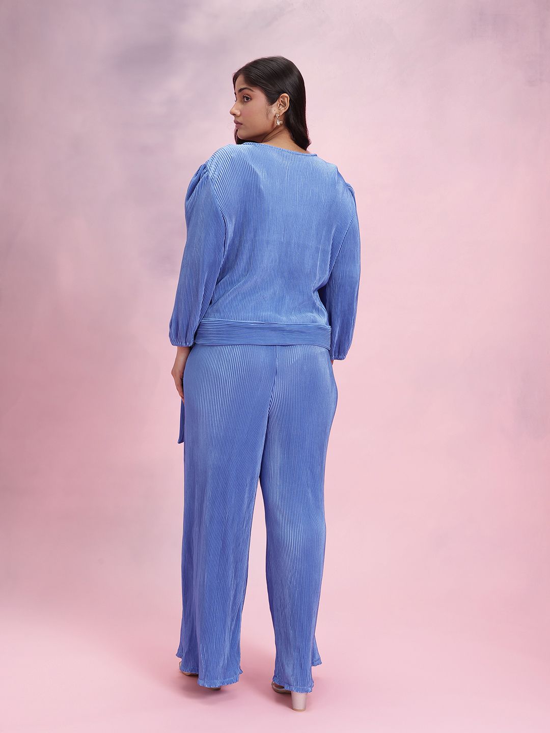 DressBerry Plus Size Solid Accordion Pleats Co-Ords