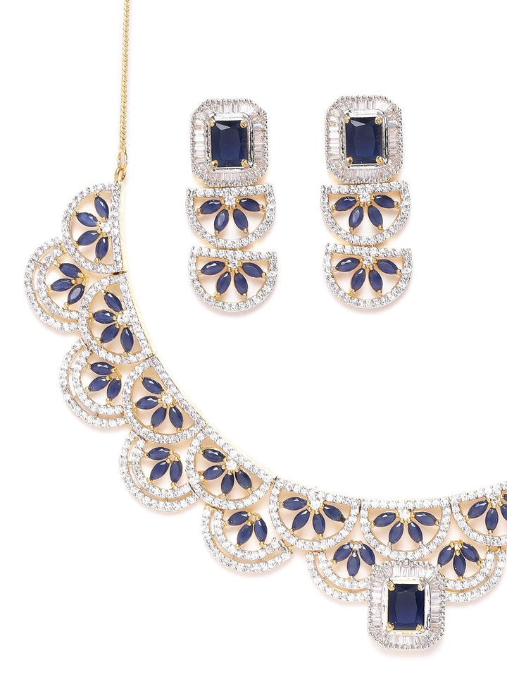 Priyaasi Navy Gold-Plated AD-Studded Handcrafted Jewellery Set