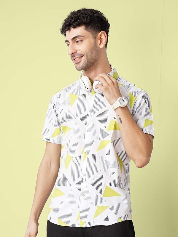 The Indian Garage Co Men Slim Fit Geometric Printed Resortwear Shirt