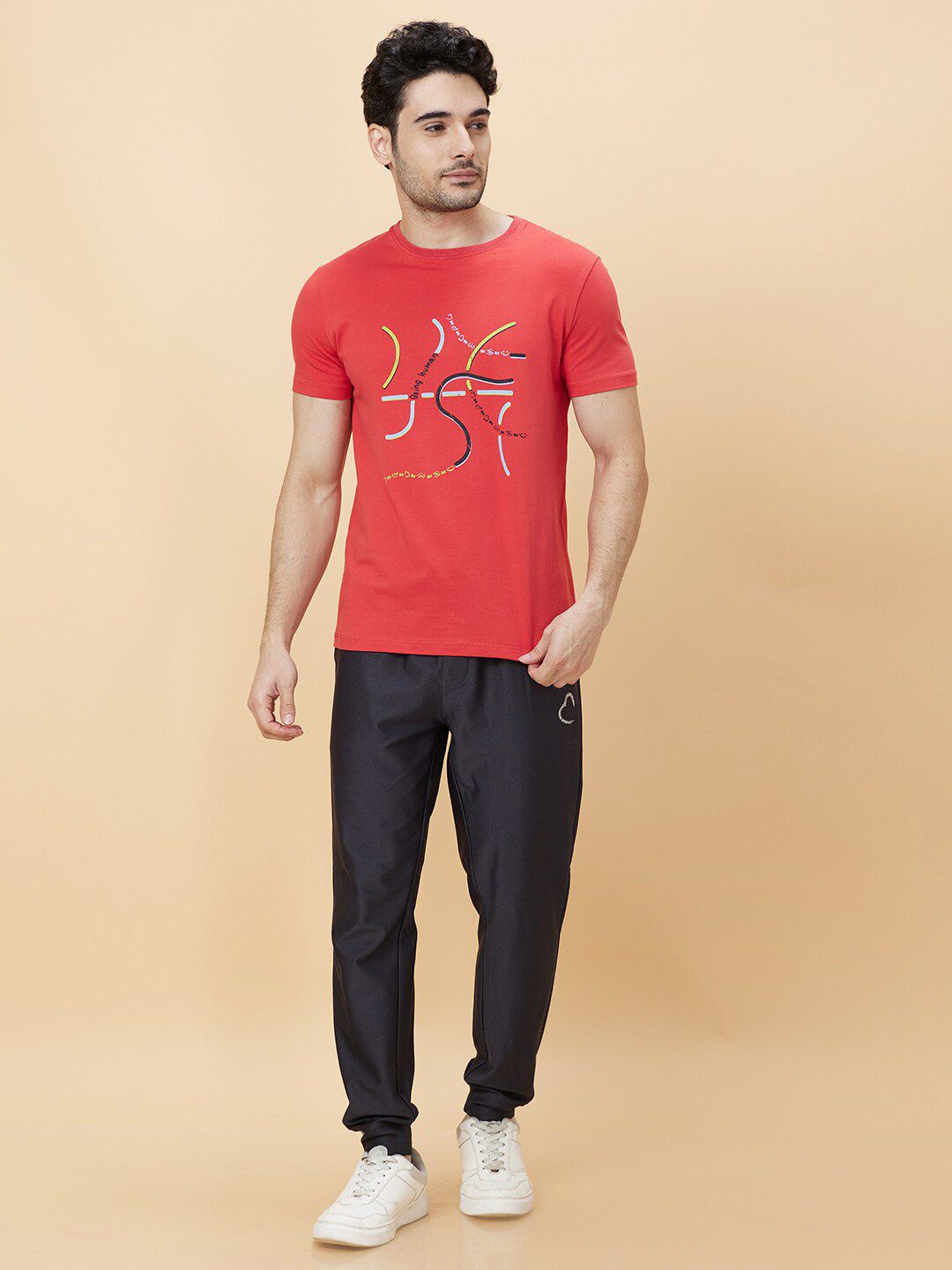 Menjadi lelaki manusia dicetak t-shirt kapas leher bulat