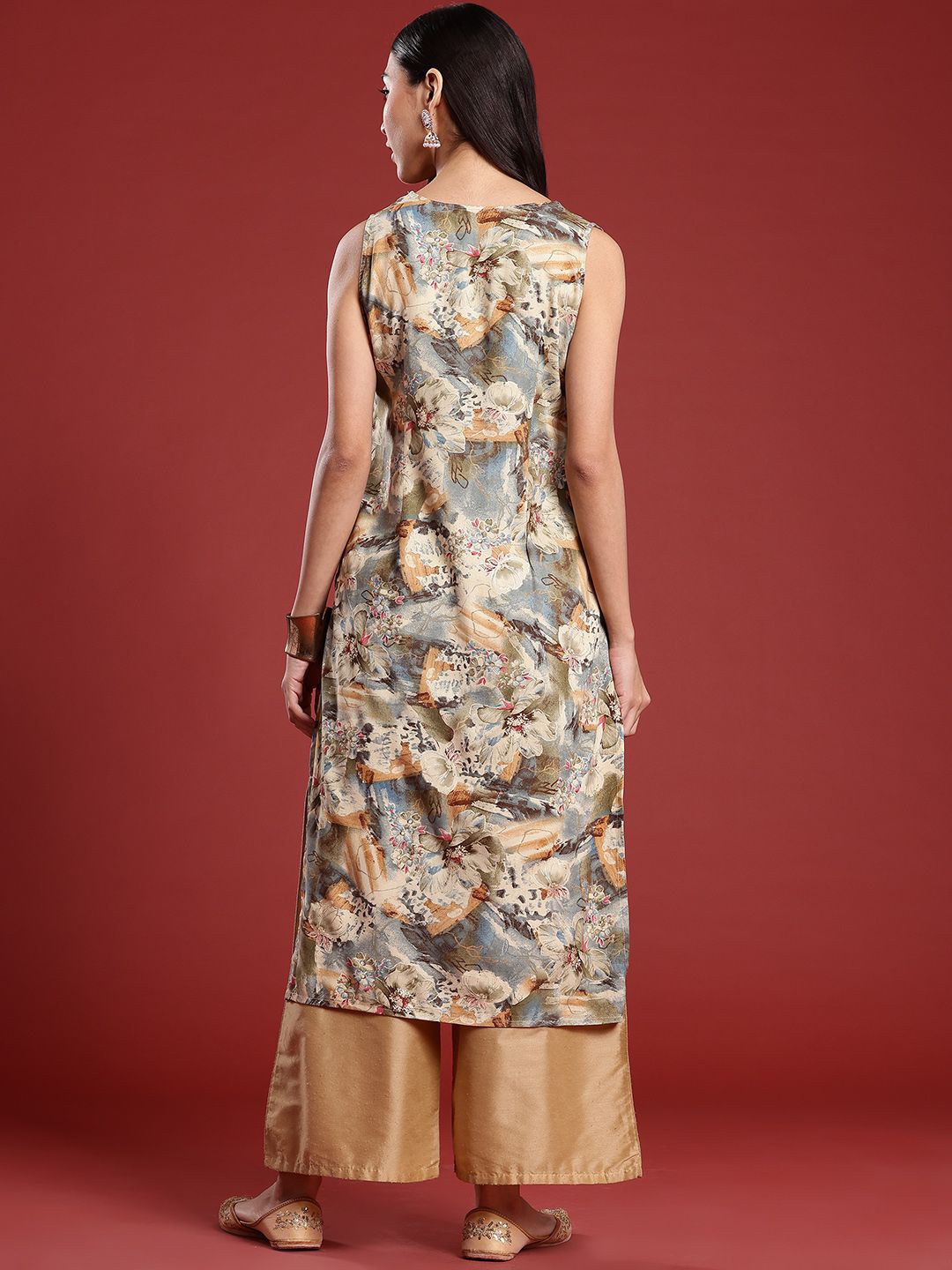 Anouk Floral Print Straight Kurta
