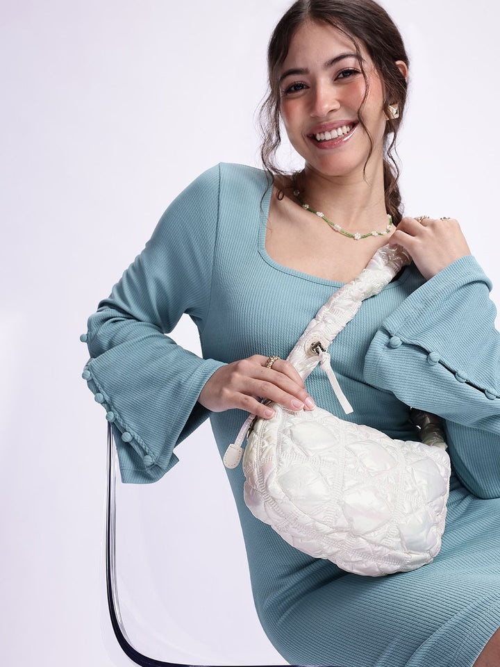 DressBerry Quilted Shoulder Bag with Iridescent Finish
