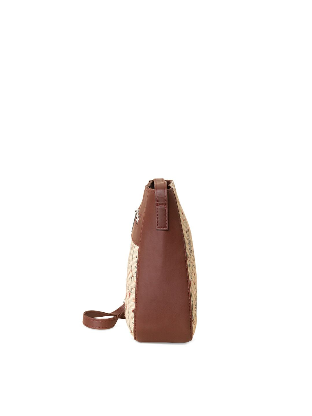 ZOUK Women Off White Ethnic Motifs Printed Structured Sling Bag