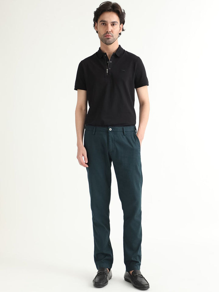 RARE RABBIT Cellular Mid Rise Cotton Slim Fit Trouser
