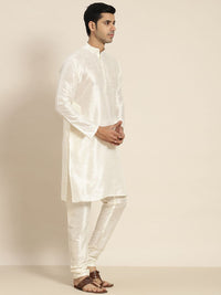SOJANYA Men Cream-Coloured Kurta with Churidar