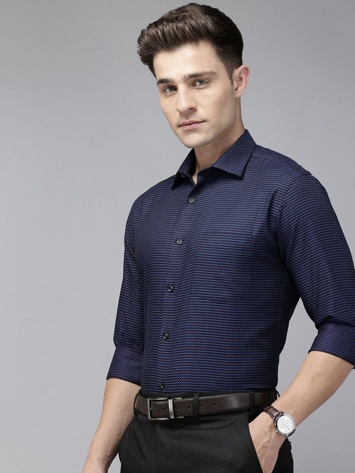 Park Avenue Pure Cotton Self-Design Slim Fit Formal Shirt