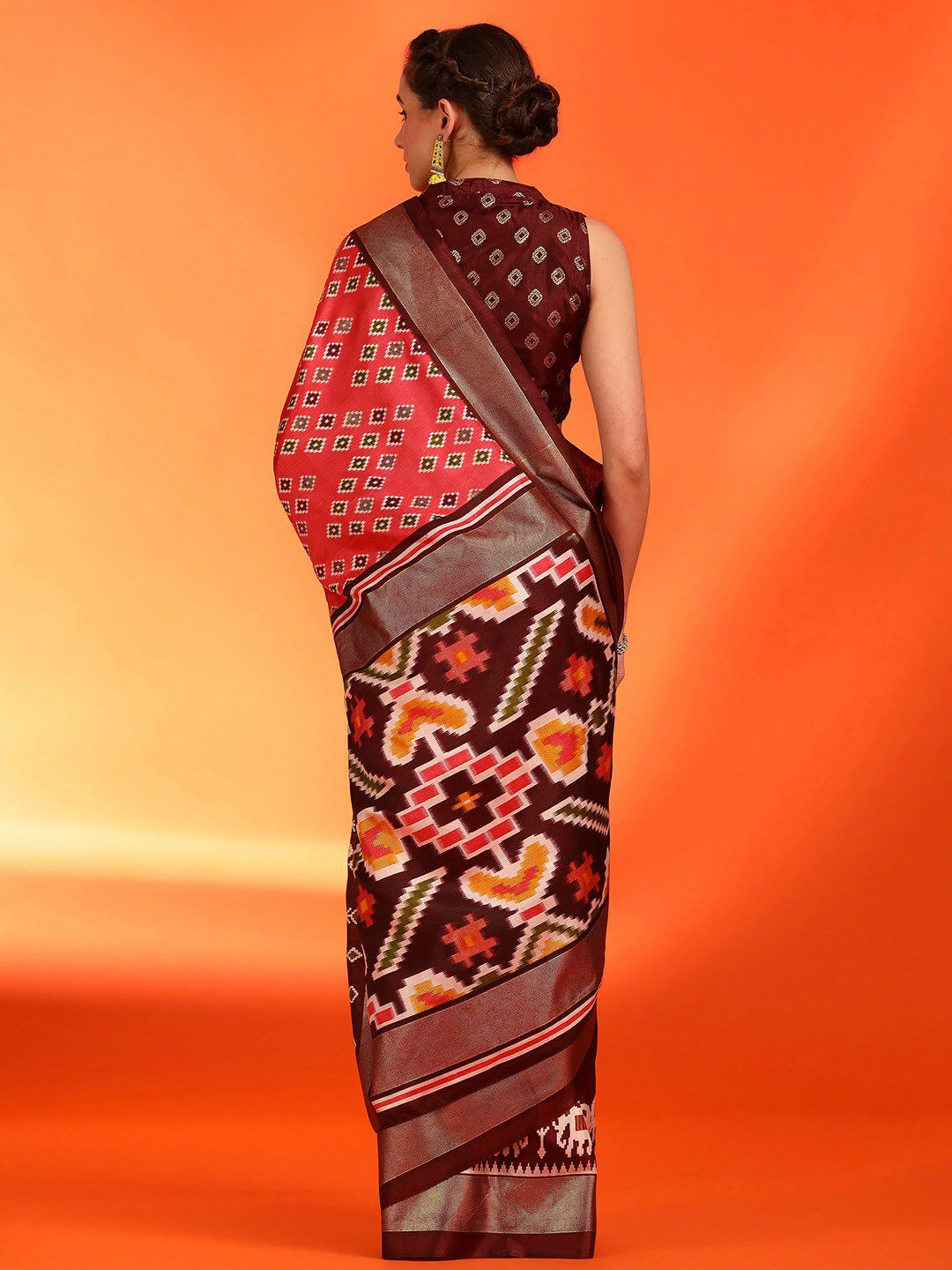 Saree mall Ethnic Motifs Zari Silk Blend Pochampally Sarees