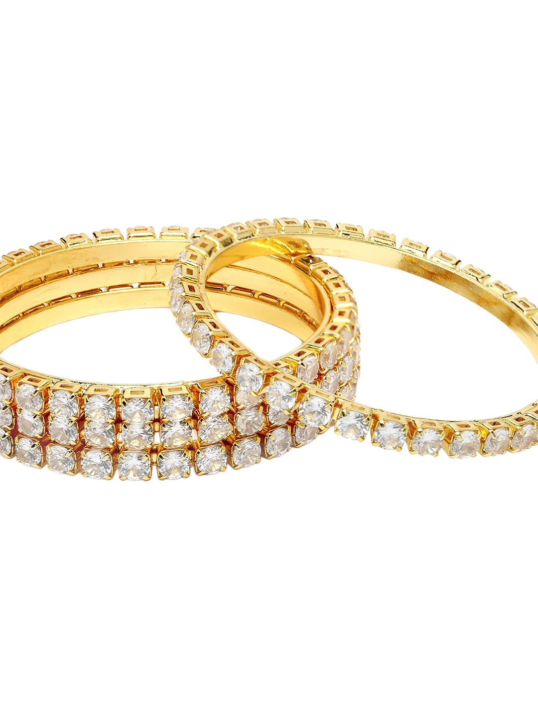 KARATCART Set Of 4 Gold-Plated AD-Studded Bangles