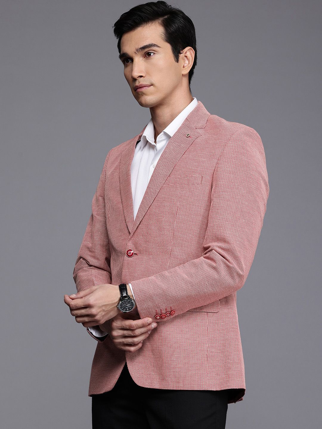 Raymond Contemporary Fit Self Design Single-Breasted Linen Cotton Formal Blazers