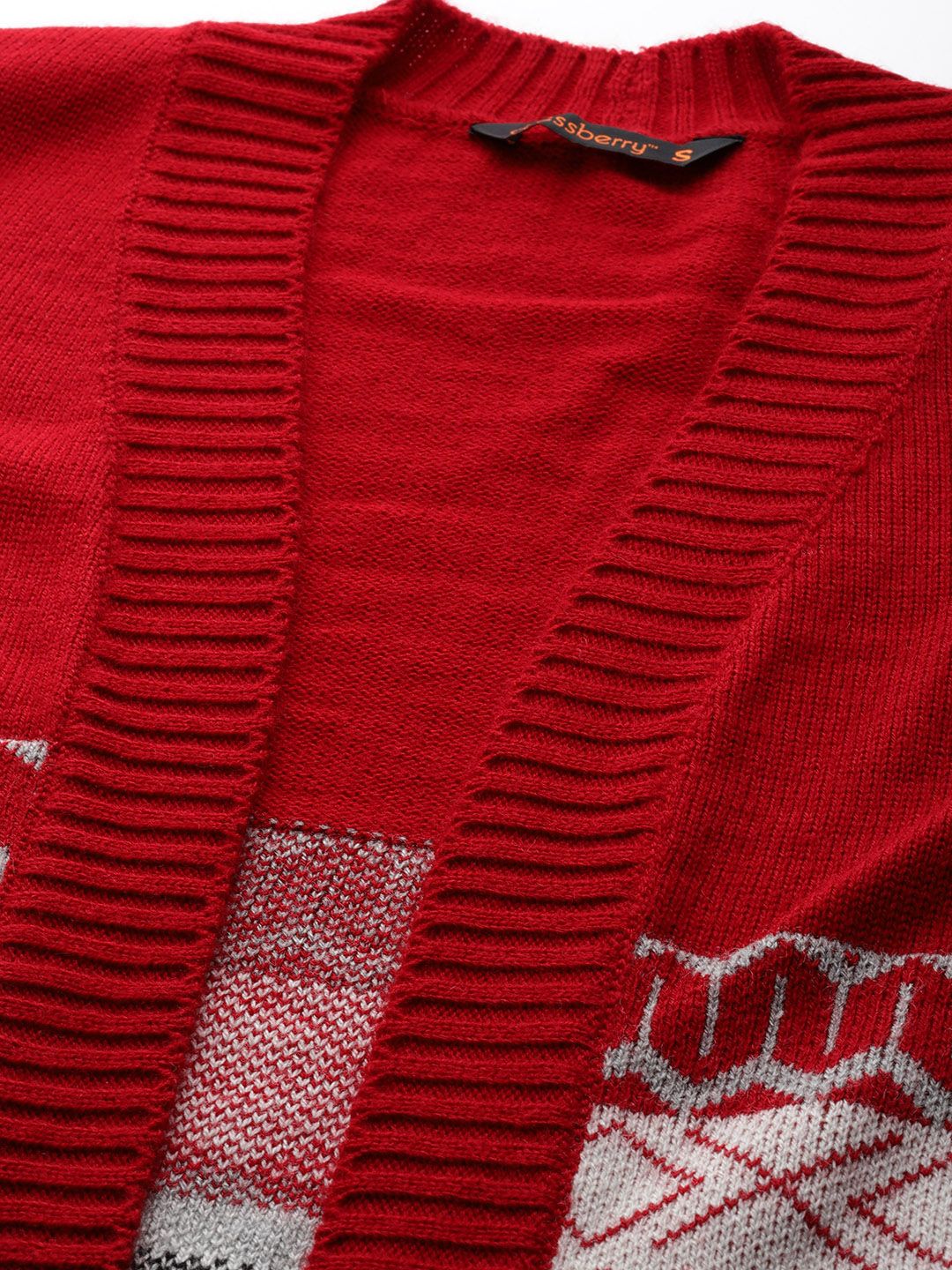 DressBerry Women Gorgeous Red Fair Isle Knitted Sweater