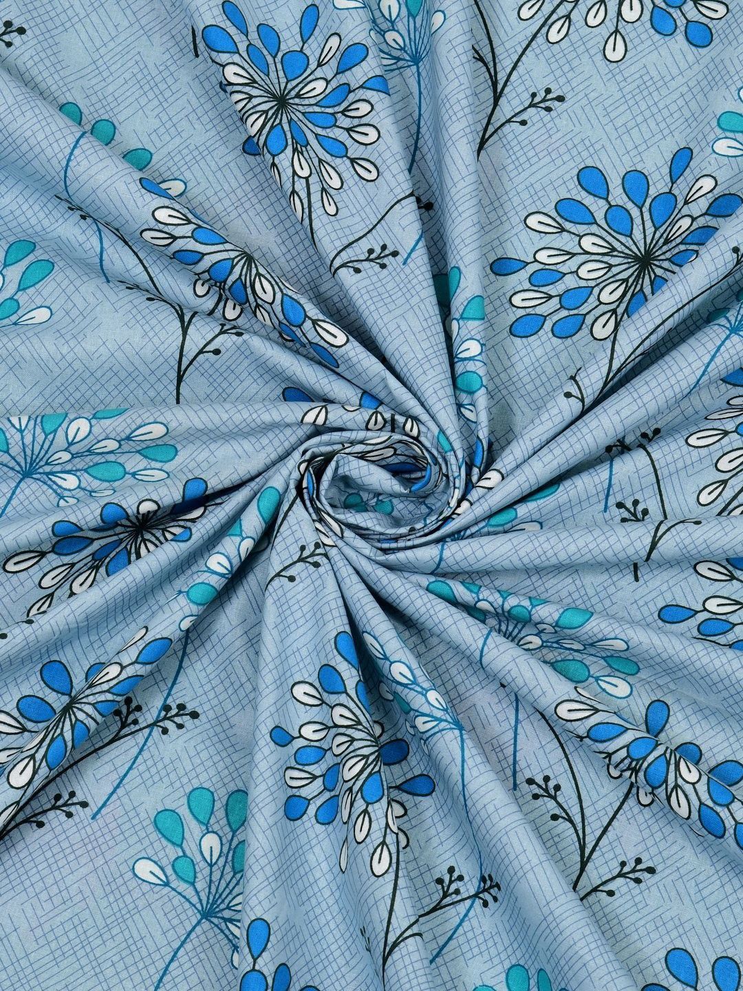 BOMBAY DYEING Epigram Grey Printed Pure Cotton 120 TC Queen Bedsheet Set 2.24 m X 2.54 m