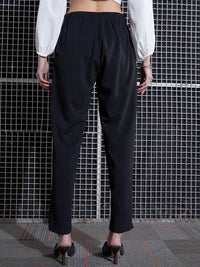 SASSAFRAS Women Black High-Rise Pleated Trousers