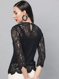 STREET 9 Women Black Self Design Top