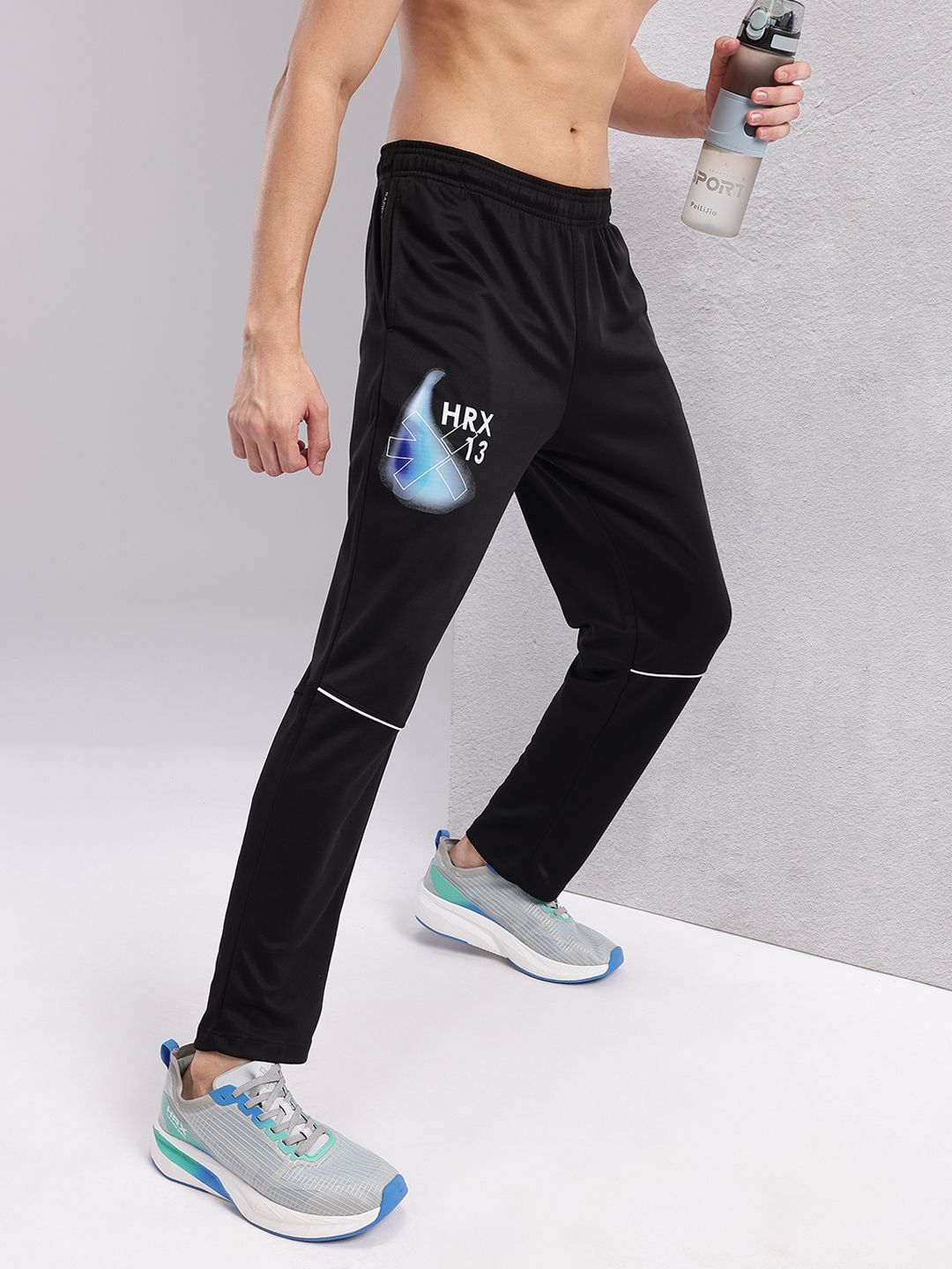 HRX by Hrithik Roshan Men Brand Logo Printed Mid-Rise Rapid-Dry Running Track Pants