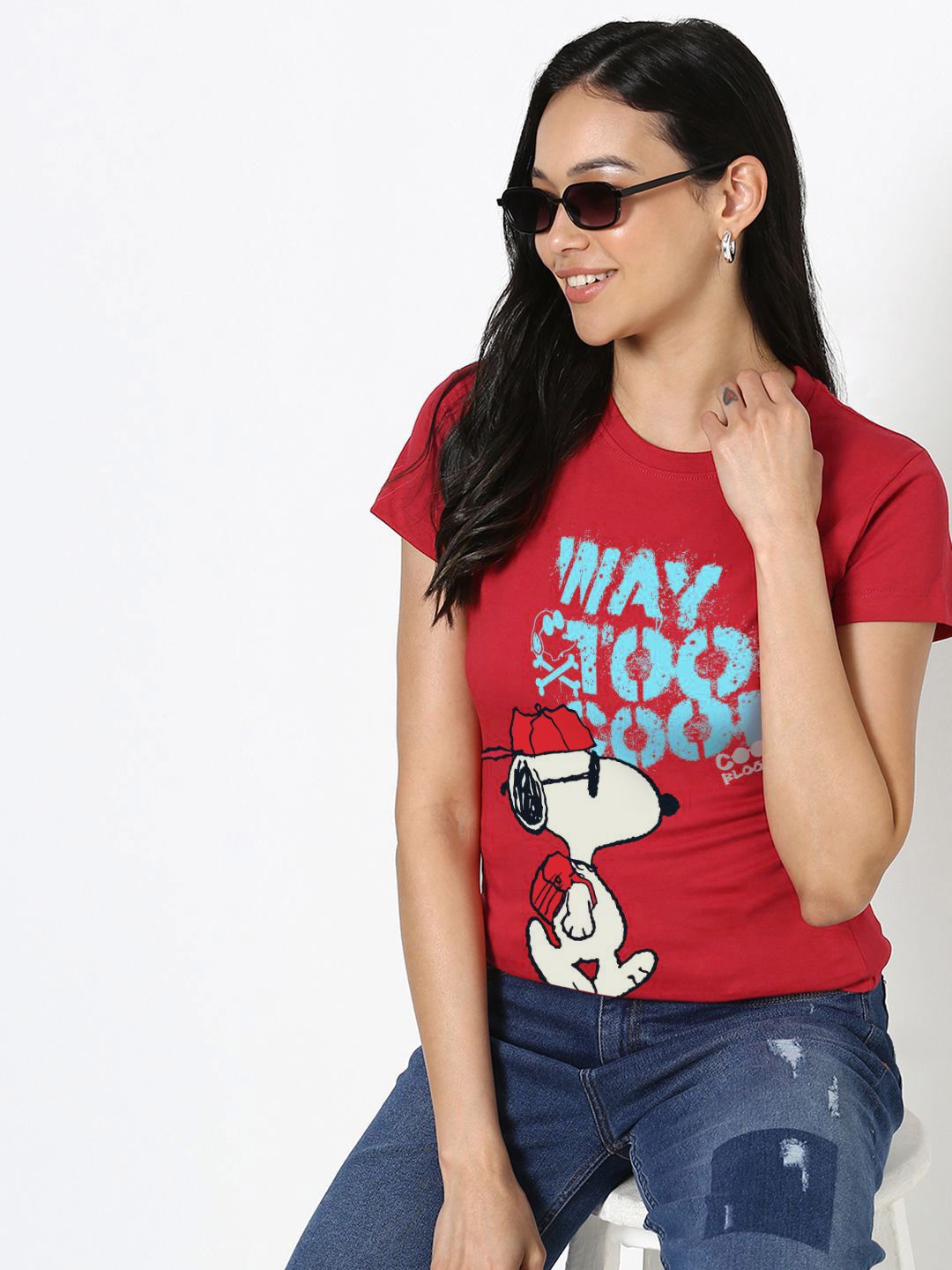 Bewakoof Women Typography Printed Round Neck Cotton Peanuts T-shirt