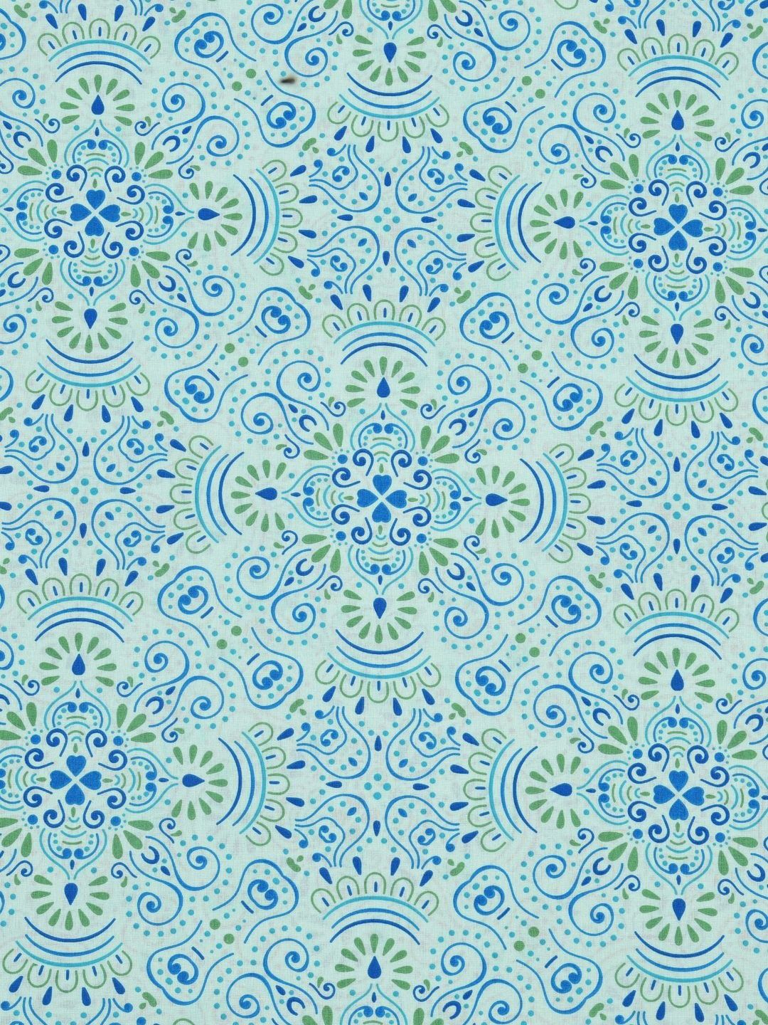 BOMBAY DYEING Turquoise Blue Printed Pure Cotton120 TC Queen Bedsheet Set 2.24 m X 2.54 m