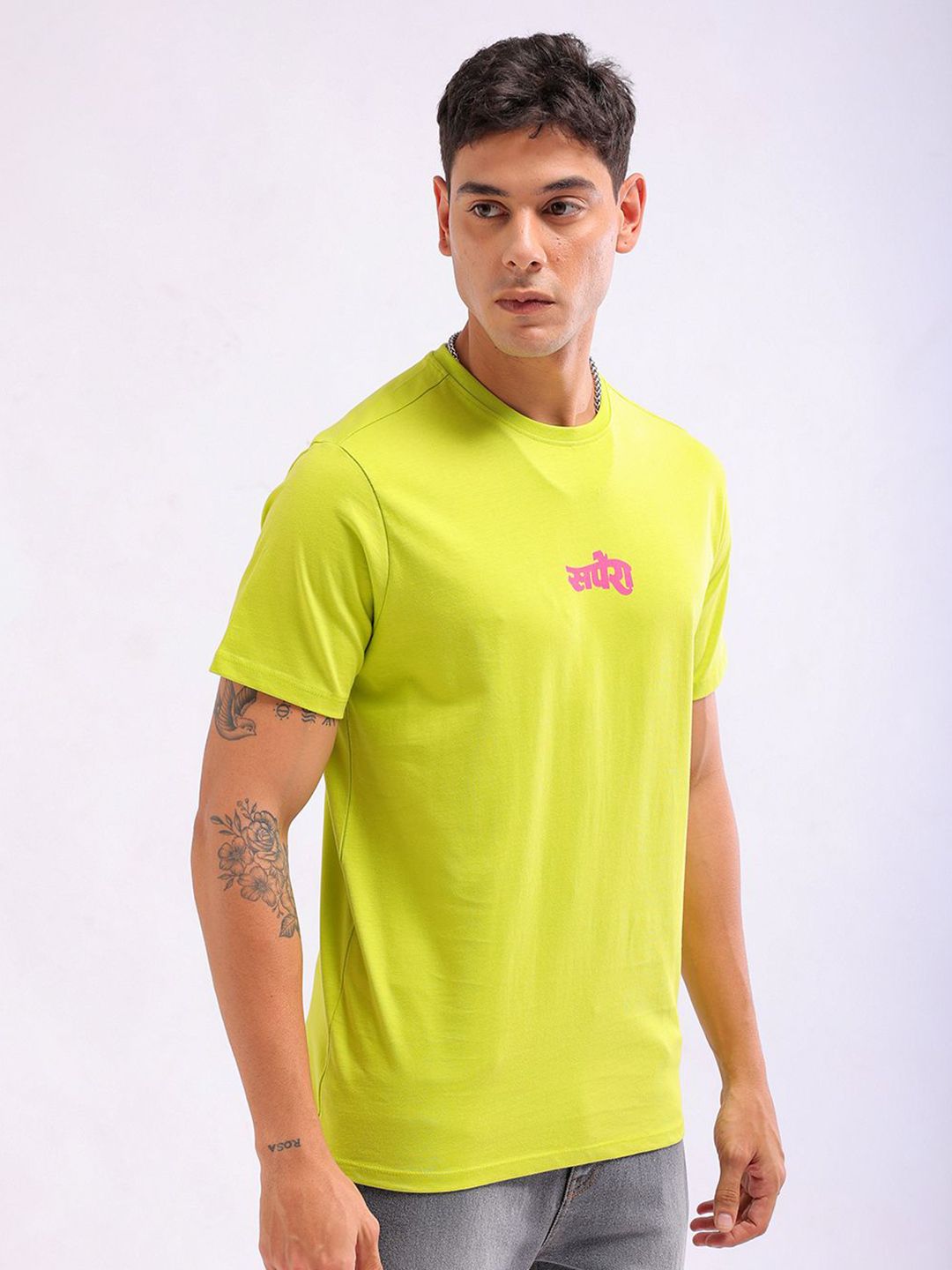 The Indian Garage Co Men Graphic Printed Pure Cotton Slim Fit T-shirt