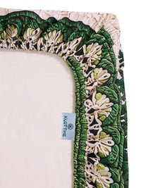KLOTTHE Green & White Floral 400 TC King Bedsheet with 2 Pillow Covers
