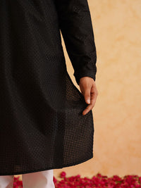 SOJANYA Checked Self Design Mandarin Collar Pure Cotton Kurta With Pyjamas