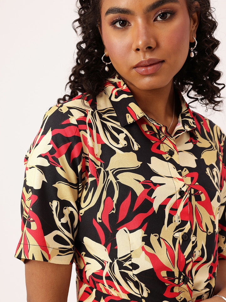 DressBerry Resort Ready Global Groove Shirt Style Crop Top