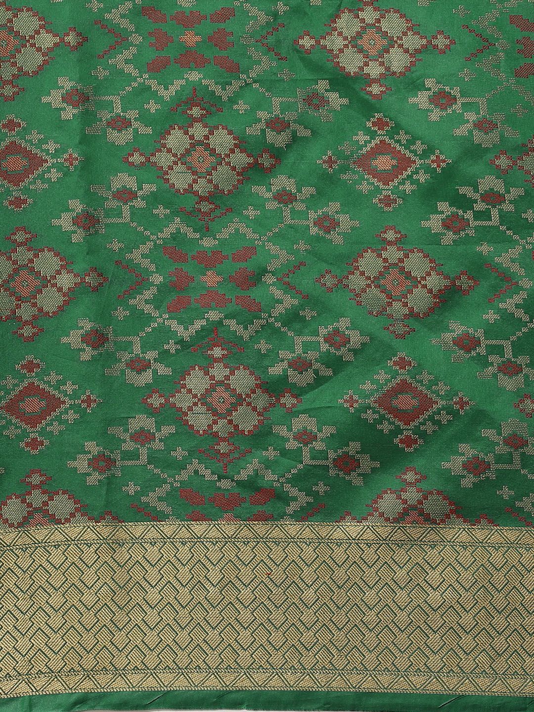 Saree mall Green & Golden Woven Design Banarasi Saree