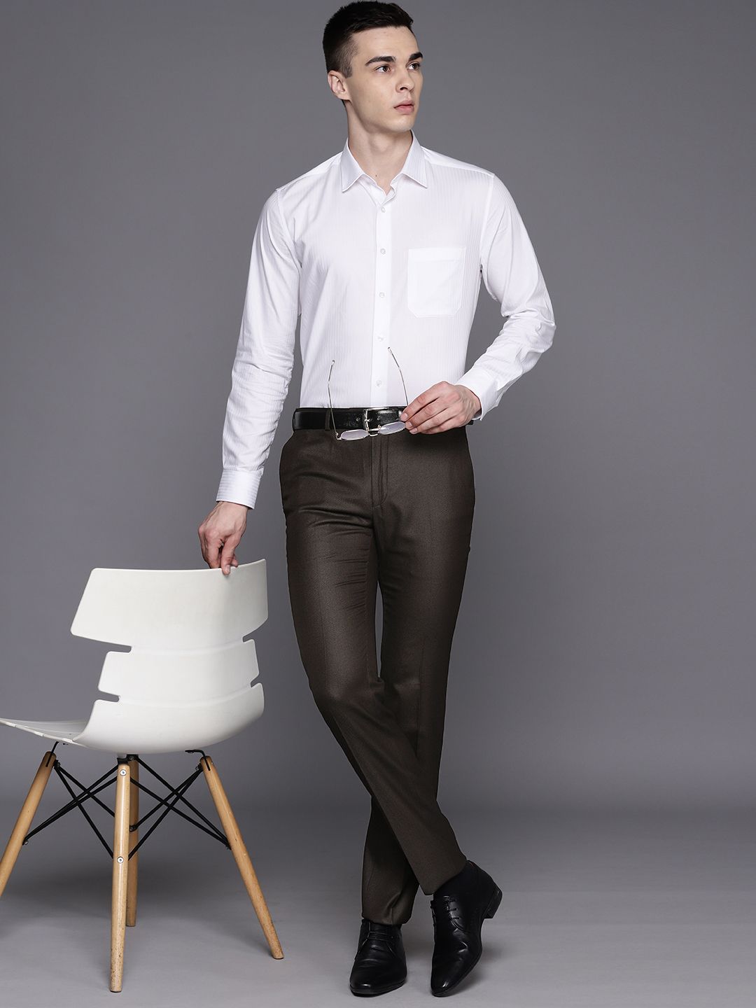 Raymond Men Textured Slim Fit Trousers