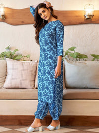 KALINI Floral Printed Regular V Neck Straight Kurta With Salwar & Dupatta