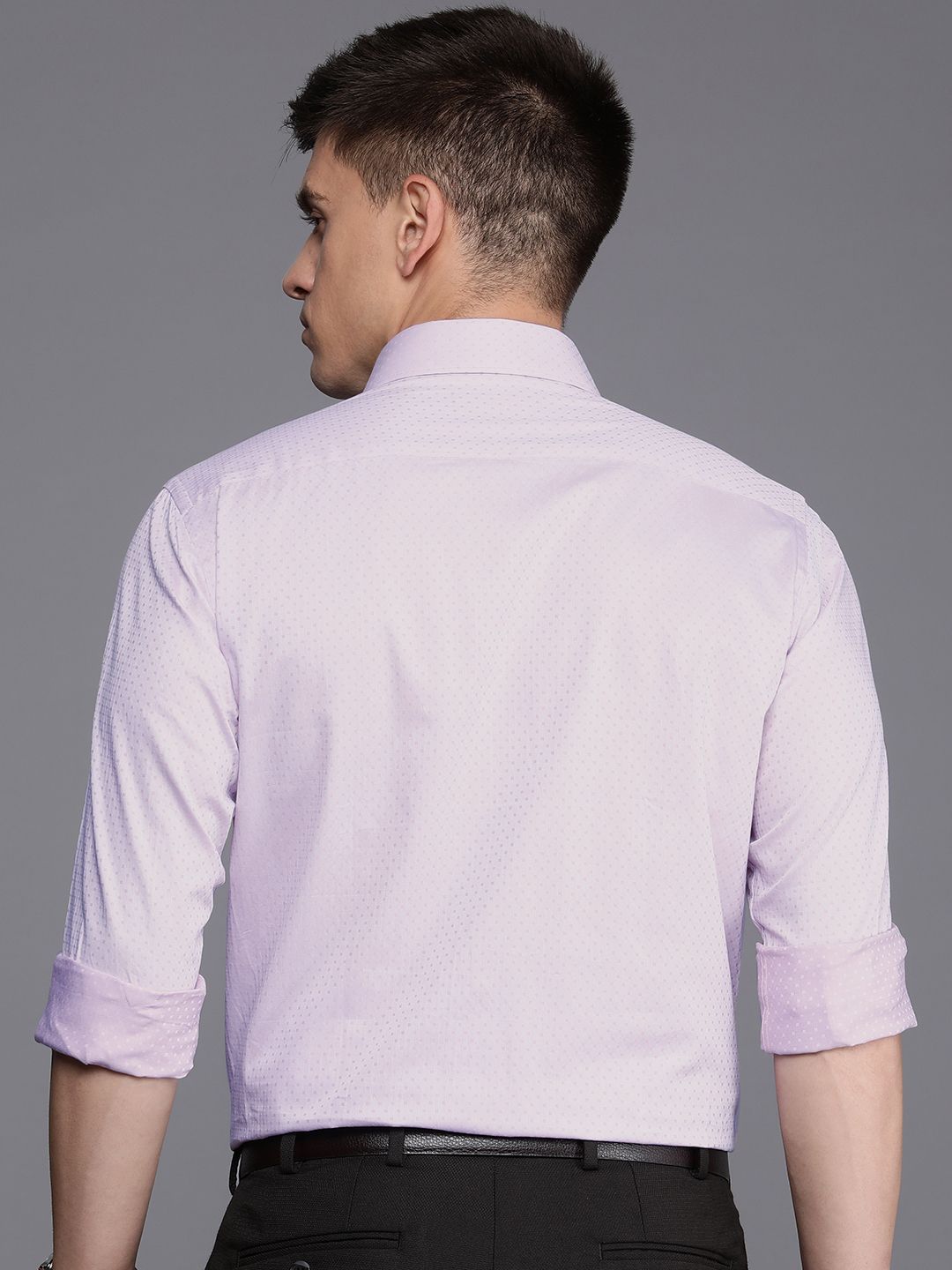 Raymond Pure Cotton Self Design Textured  Slim Fit Opaque Formal Shirt