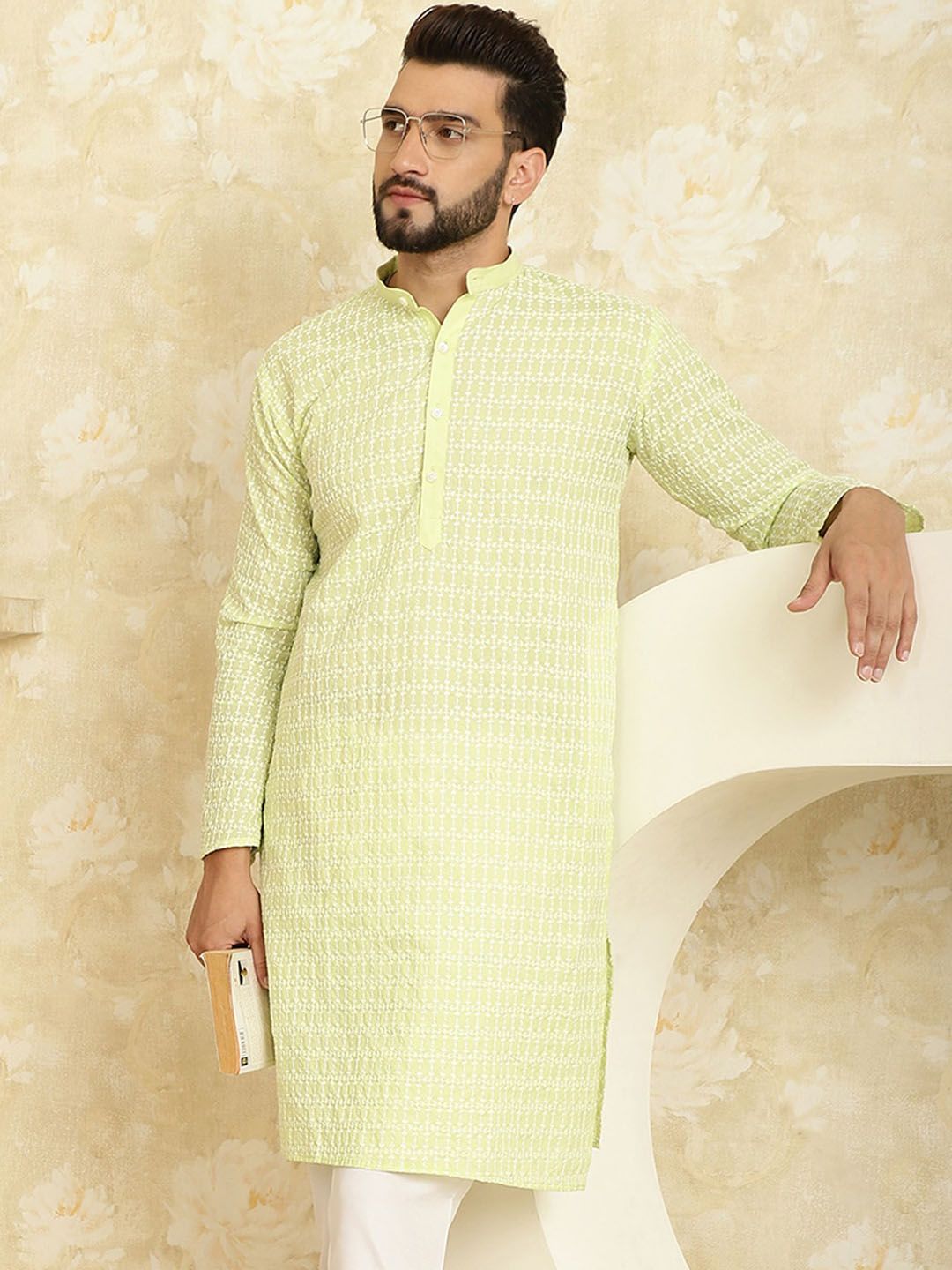 SOJANYA Ethnic Motifs Embroiedred Cotton Straight Kurta