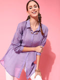 STREET 9 Women Lavender Solid Oversize Shirt