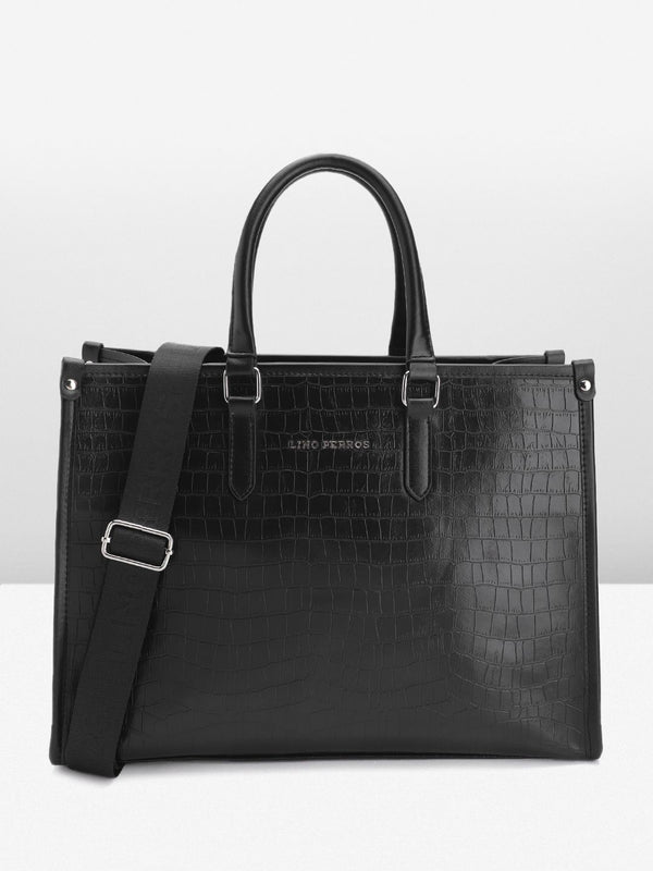 Lino Perros Croc Textured Structured Handheld Bag