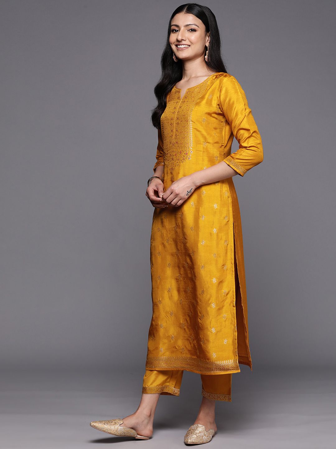 Libas Floral Embroidered Kurta with Trousers & With Dupatta