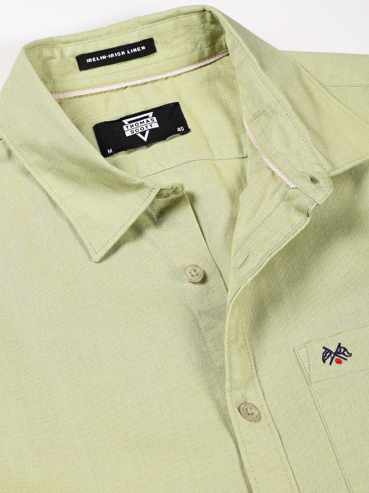 Thomas Scott Classic Cotton Linen Slim Fit Short Sleeves Casual Shirt