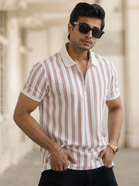 Powerlook Men Striped Polo Collar T-shirt