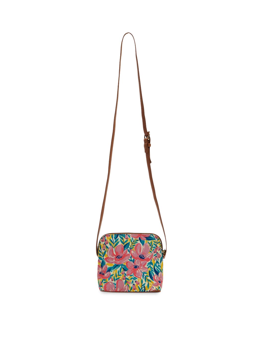 TEAL BY CHUMBAK Floral Structured Sling Bag