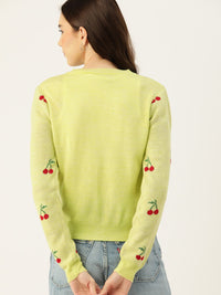 DressBerry Pure Acrylic Self-Design Cardigan